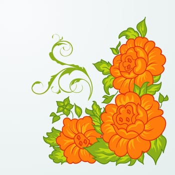 Illustration cute orange flowers isolated - vector
