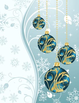 Illustration Christmas background with set balls - vector