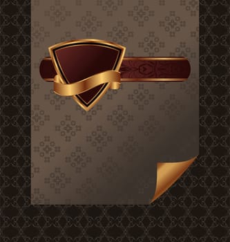 Illustration vintage background with shield - vector