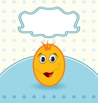 Illustration easter card with egg character - vector