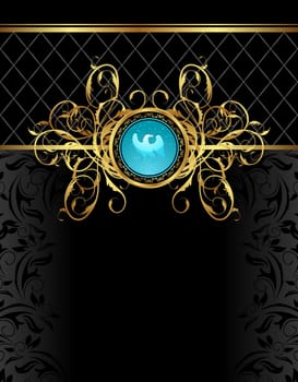 Illustration floral frame with heraldic eagle - vector