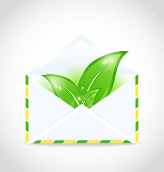 Illustration summer letter with green leaves - vector