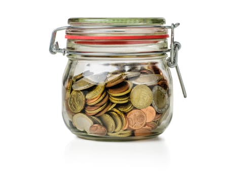 Mason jar filled with coins