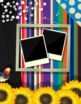 Scrapbook design decorated frame, abstract art