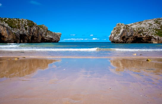 Beach of Cuevas del Mar, Nueva de Llanes - Asturias in Spain