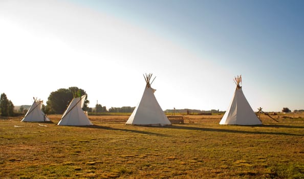 Native American Tee Pees in the morning