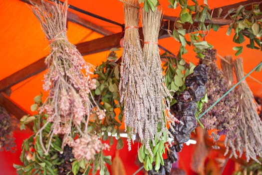 Photo of dried herbs in the street market