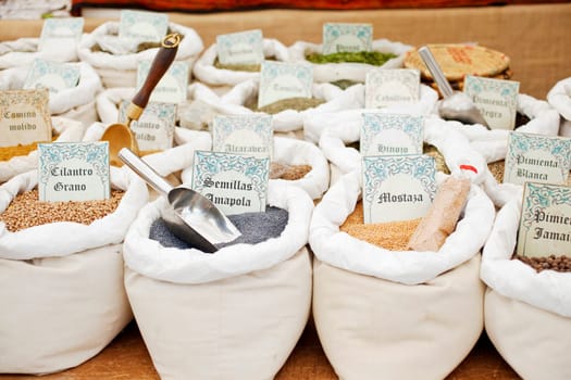 Tea bags in the street market