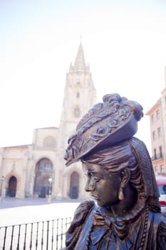 La Regenta, bronze statue in the city of Oviedo - Asturias, Spain