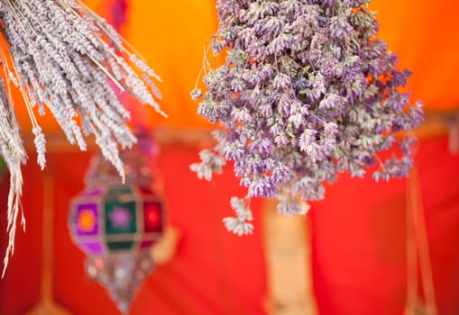 Photo of dried herbs in the street market
