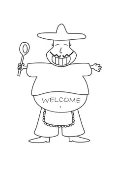 cooker waiting clients for hugging and welcome