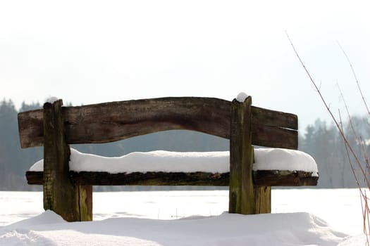 Bench in the snow