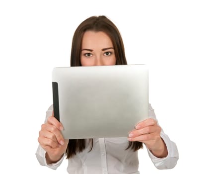 Businesswoman using tablet pc