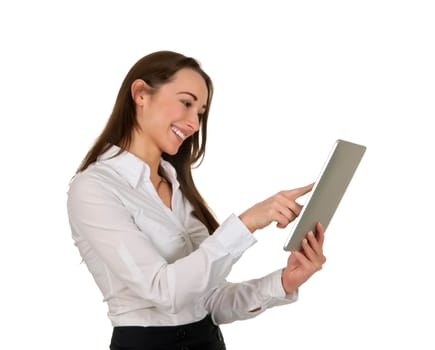 Businesswoman using tablet pc