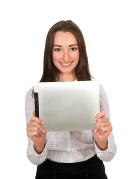 Businesswoman using tablet pc
