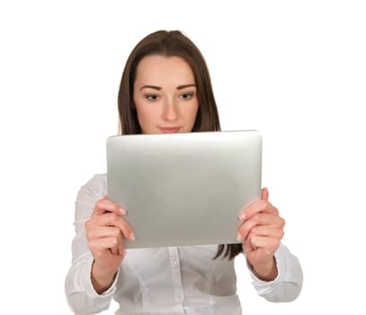 Businesswoman using tablet pc