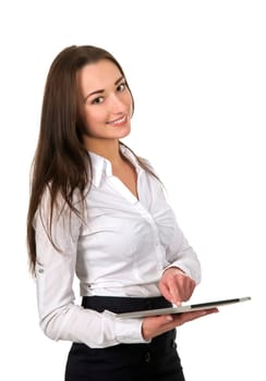 Businesswoman using tablet pc