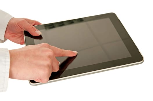 Hands and tablet pc