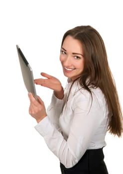 Businesswoman using tablet pc