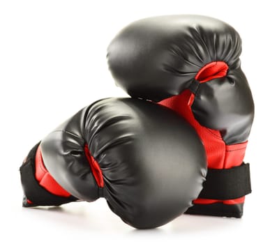 Leather boxing gloves isolated on white