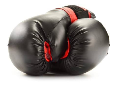 Leather boxing gloves isolated on white