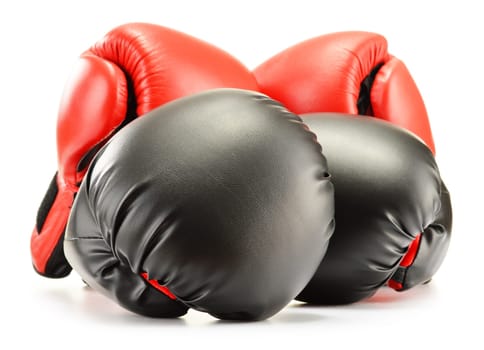 Leather boxing gloves isolated on white