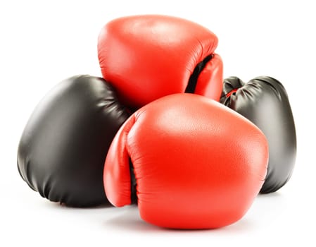 Leather boxing gloves isolated on white