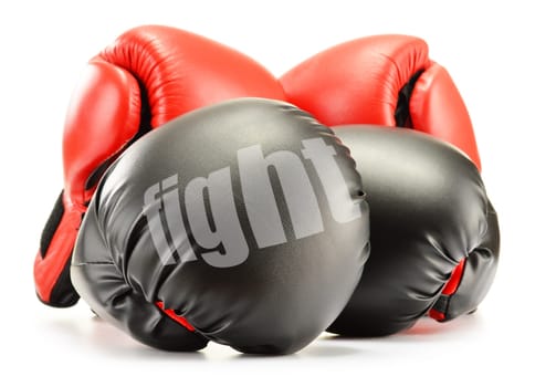 Leather boxing gloves isolated on white