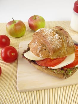 Rye rolls with tomato and mozzarella to take away