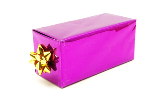 Christmas box gifts with satin bow isolated on white background