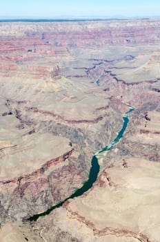 Grand Canyon and Colorado River photographed from a helicopter