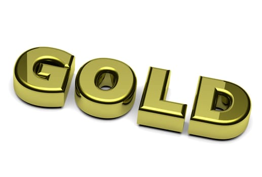 3D golden gold english and german text with shadow on white background illustration