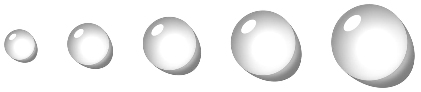 transparent drop icon set with shadow on white background illustration