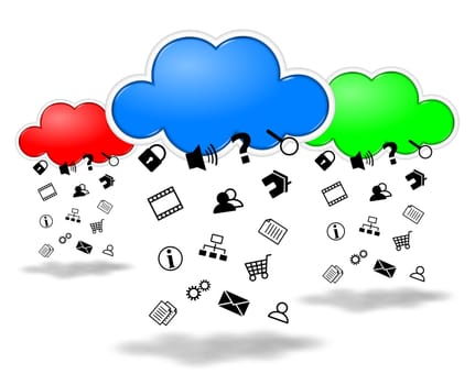 Harvesting data clouds computing competition concept illustration