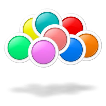 Cloud computing concept illustration formed by blank colorful buttons