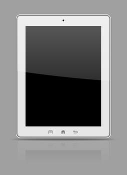 White tablet pc on gray background illustration