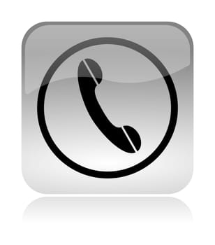 handset, support, white, transparent and glossy web interface icon with reflection