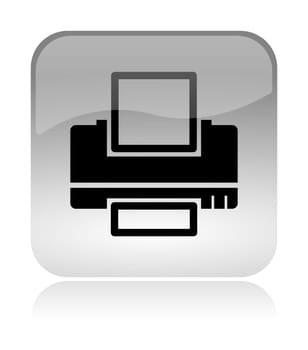 Printer white, transparent and glossy web interface icon with reflection