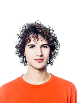 one young man caucasian portrait  in studio white background