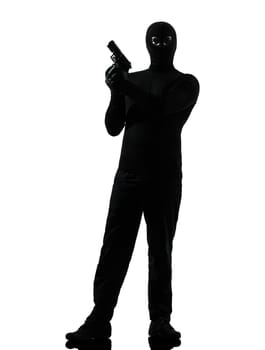 thief criminal terrorist in silhouette studio isolated on white background