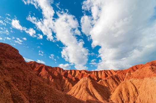 Red Tatacoa Desert in Colombia under a nice blue sky