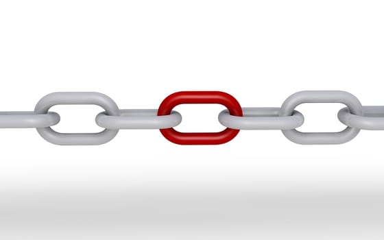 3d chain and one part is red