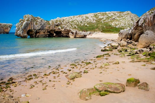 Beach of Cuevas del Mar, Nueva de Llanes - Asturias in Spain