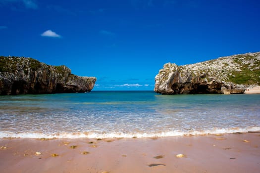 Beach of Cuevas del Mar, Nueva de Llanes - Asturias in Spain