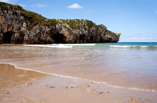 Beach of Cuevas del Mar, Nueva de Llanes - Asturias in Spain