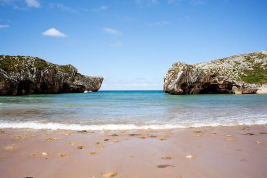 Beach of Cuevas del Mar, Nueva de Llanes - Asturias in Spain