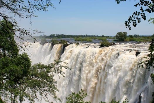 A VIEW OF Victoria falls in Zimbabwe