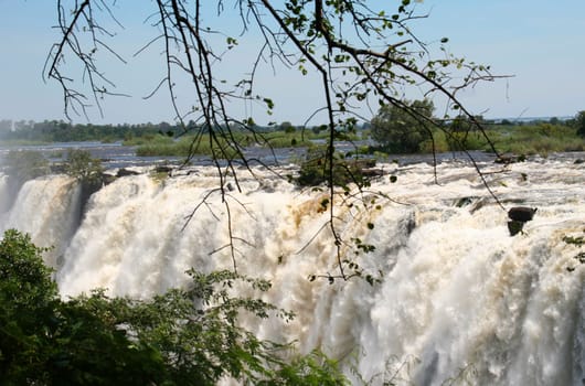 A VIEW OF Victoria falls in Zimbabwe