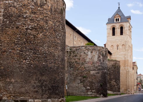 Walls of the fortress city of Leon, Spain