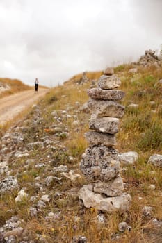 Pilgrim, Way to St. James in Spanish countryside